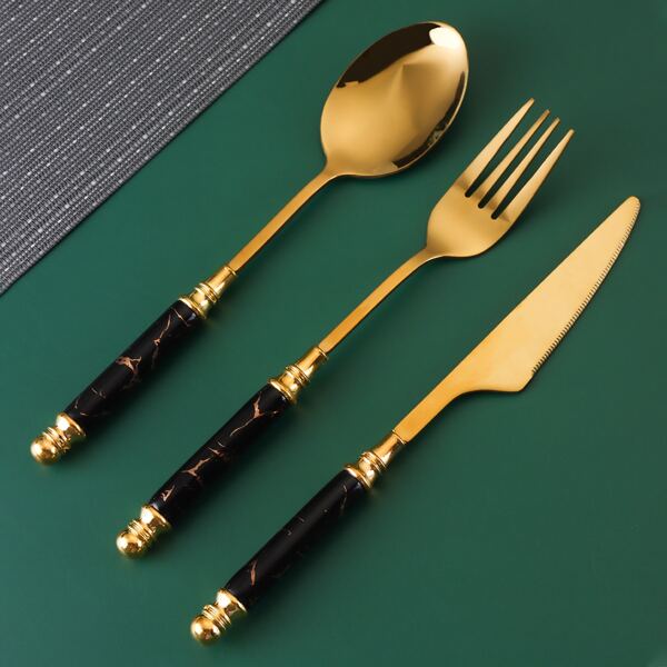 

3pcs Hot Stamping Cutlery Set, Black