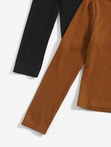 SHEIN 女孩2入組鎖眼領口T恤 - 彩色 - 查看 4