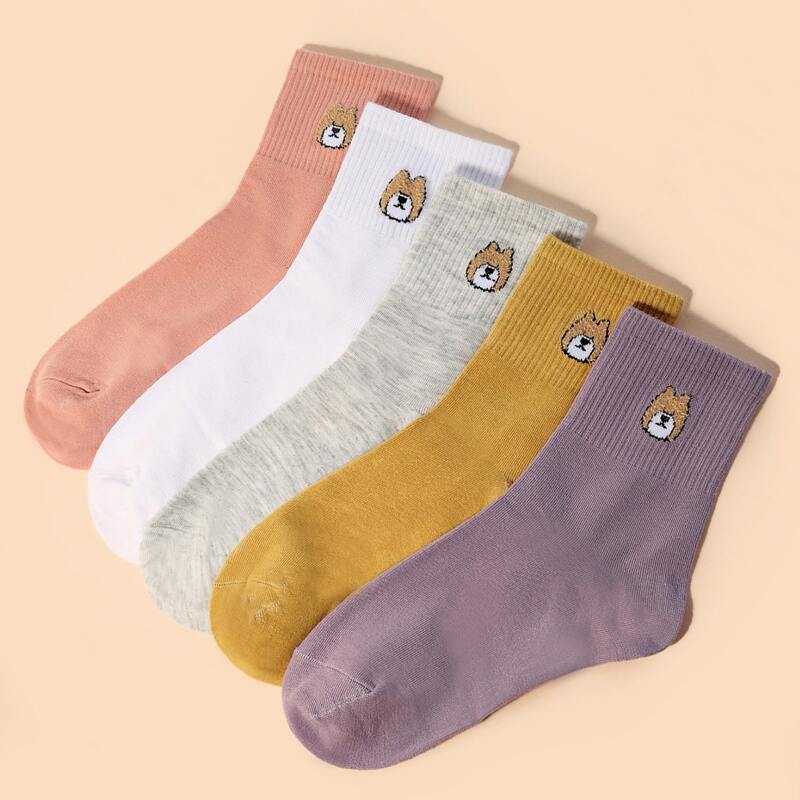

5pairs Cartoon Graphic Crew Socks, Multicolor