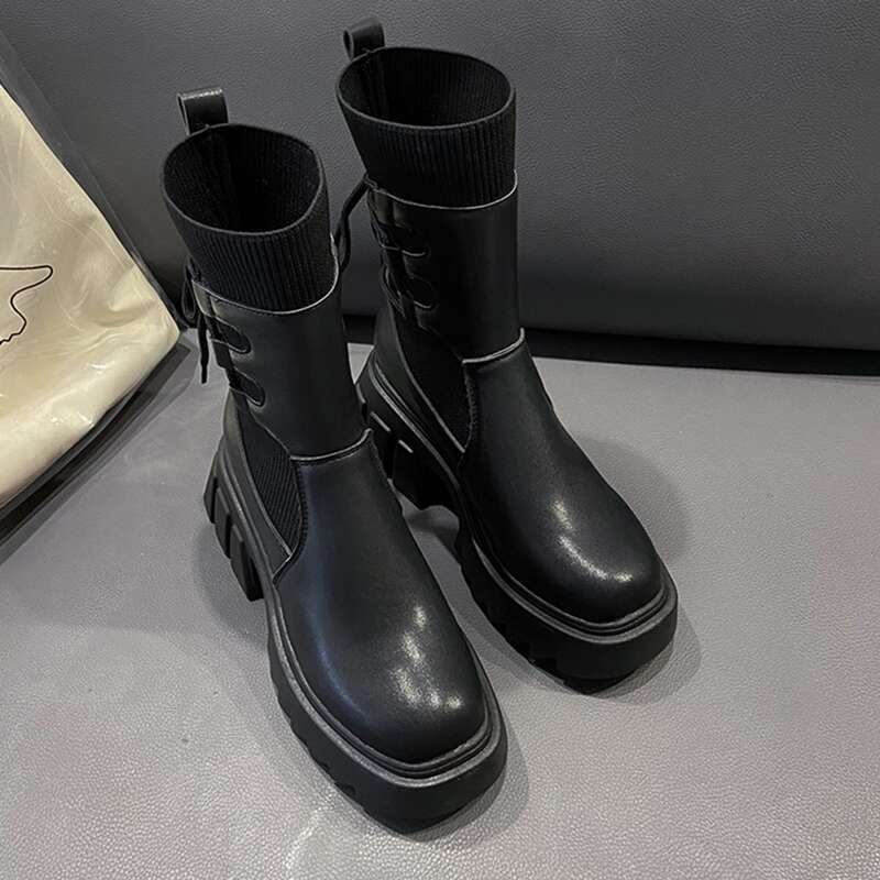 

Lace Up Back Boots, Black