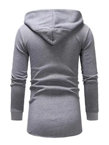 Manfinity LEGND Men Letter Graphic Open Front Hoodie - Light Grey - View 2