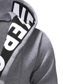 Manfinity LEGND Men Letter Graphic Open Front Hoodie - Light Grey - View 4