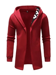 Manfinity LEGND Men Letter Graphic Open Front Hoodie - Red - View 1
