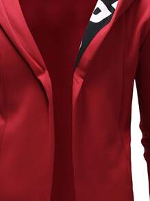 Manfinity LEGND Men Letter Graphic Open Front Hoodie - Red - View 3