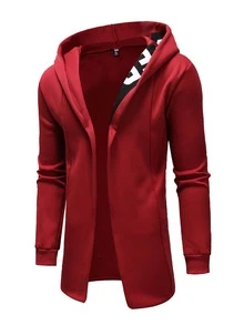 Manfinity LEGND Men Letter Graphic Open Front Hoodie - Red - View 4