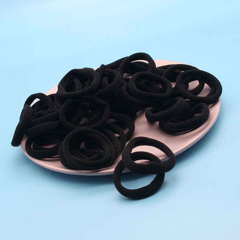 

50pcs Solid Hair Tie, Black