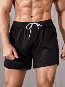 Manfinity Sport Corelite Pantalones cortos deportivos minimalistas de un solo color, estilo novio, ropa de gimnasio