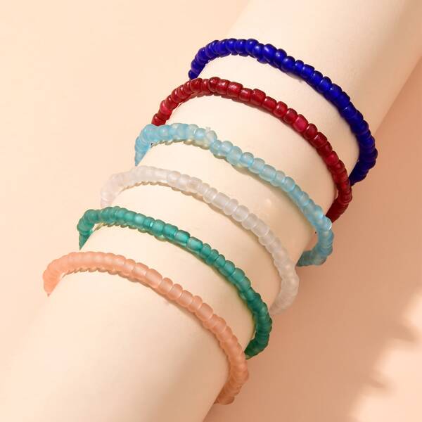 

6pcs Beaded Bracelet, Multicolor
