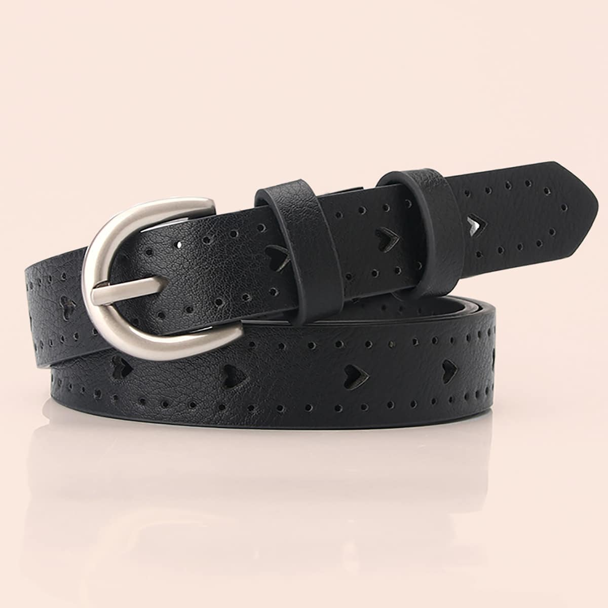 

Heart Shaped Grommet Belt, Black