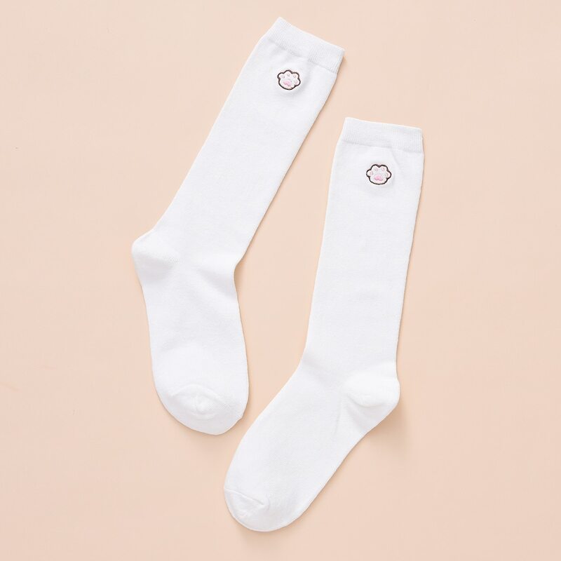 

Claw Print Over The Calf Socks, White