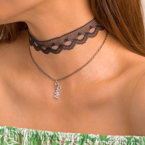 

Lace Layered Necklace, Black