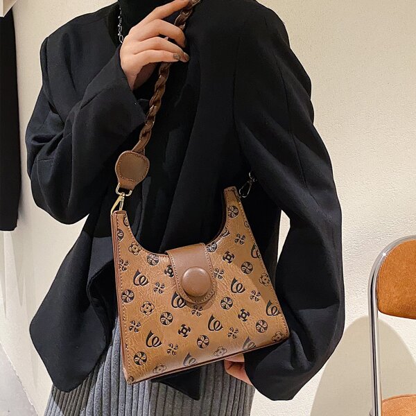 

Geo Graphic Shoulder Bag, Brown