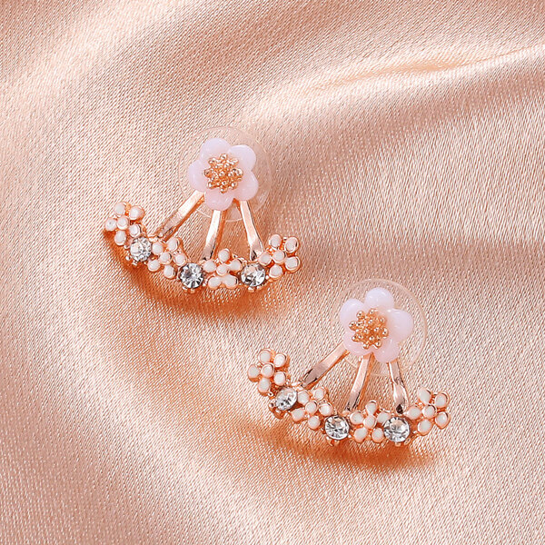 

Girls Rhinestone Decor Earrings, Rose gold