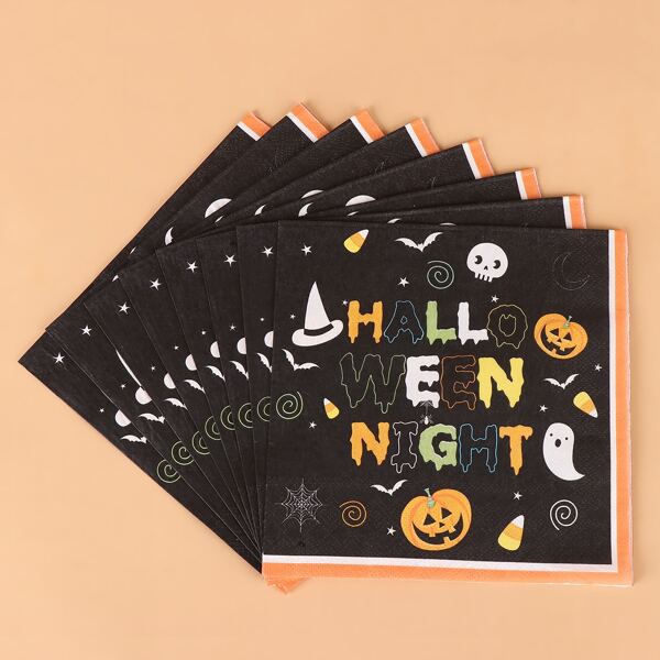 

16pcs Halloween Pattern Paper Napkin, Multicolor