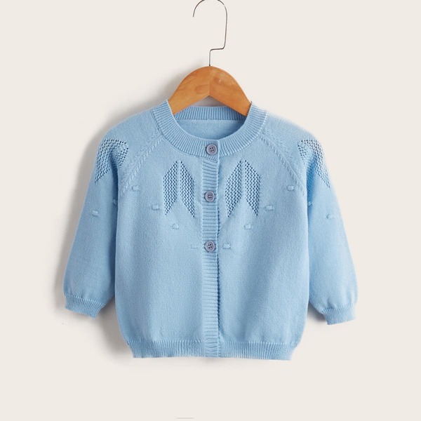 

Baby Button Front Raglan Sleeve Cardigan, Baby blue
