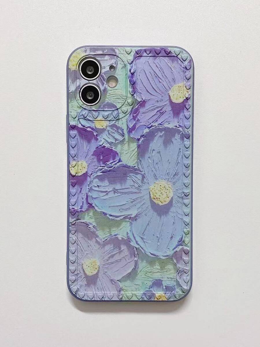 Coque de téléphone portable à motif fleur - Mauve - Voir 1