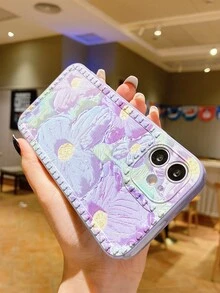 Coque de téléphone portable à motif fleur - Mauve - Voir 4