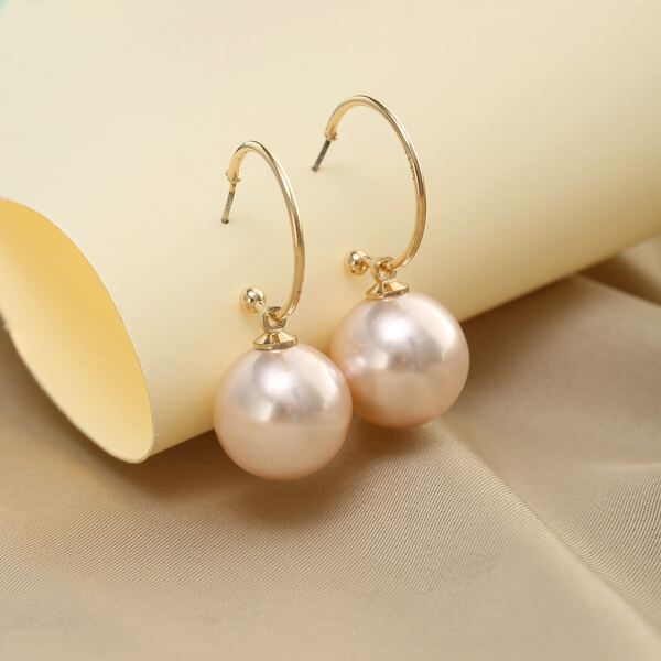 

Faux Pearl Drop Earrings, Champagne