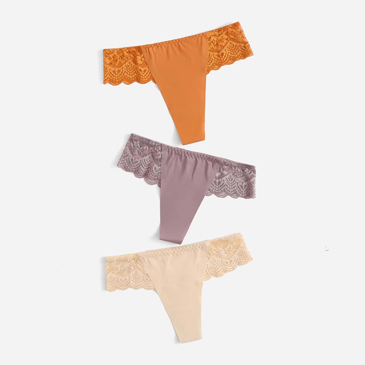 

3pack Contrast Lace Panty Set, Multicolor