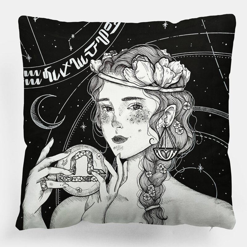 

Figure Graphic Cushion Cover Without Filler, Black and white