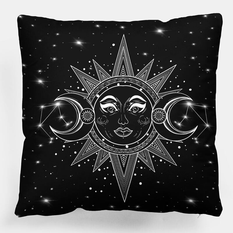 

Sun & Moon Cushion Cover Without Filler, Black and white