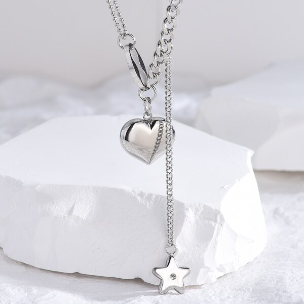 

Heart & Star Charm Necklace, Silver