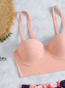 Marble Bikini Set Underwire Push Up Bra & Ruched High Waisted Bottom 2 Piece Bathing Suit For Summer Beach Vacation - Multicolor - View 5