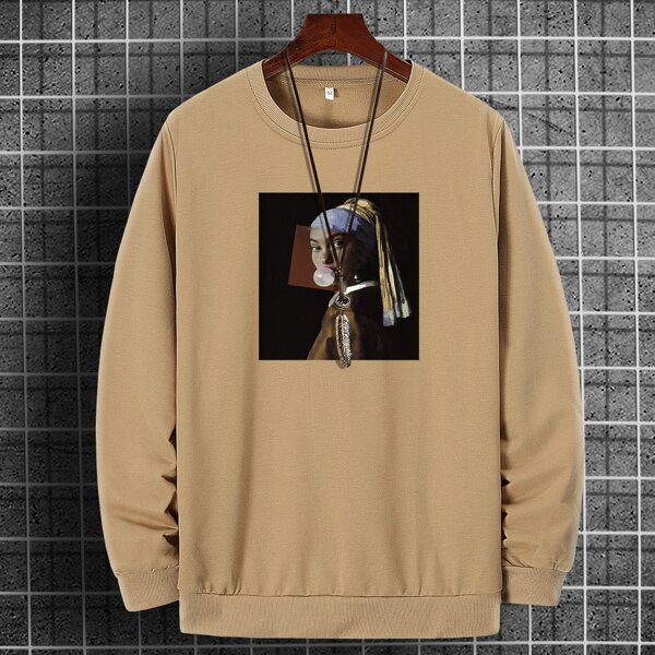 

Men Figure Graphic Sweatshirt Without Accessory, Khaki