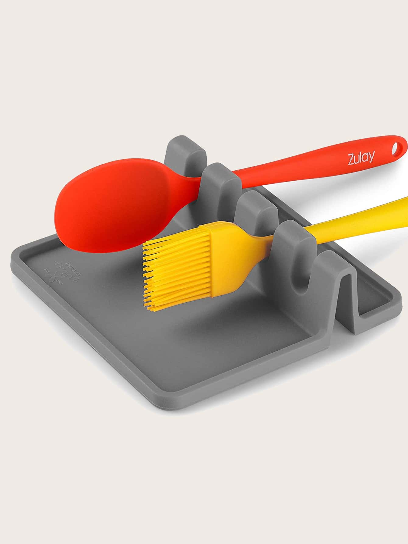 1入組矽膠勺架，廚具保溫勺架，廚房用矽膠廚房用具架勺架 - 灰色 - 查看 1