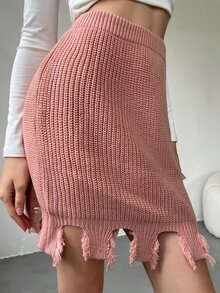 Chiquease Women Sweater Skirts Równy Codzienny - Brudny różowy - Zobacz 3