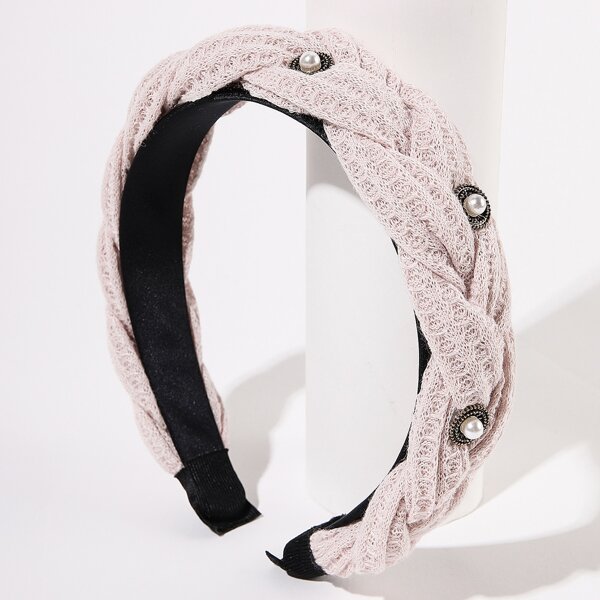 

Faux Pearl Detail Wide Headband, Pink