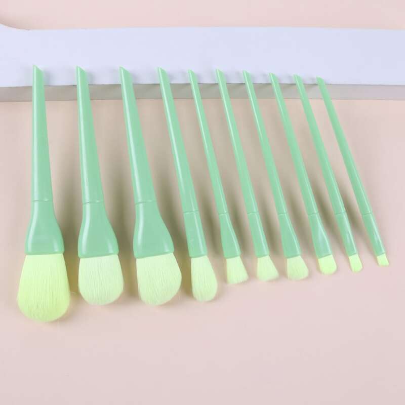

10pcs Makeup Brush Set, Green