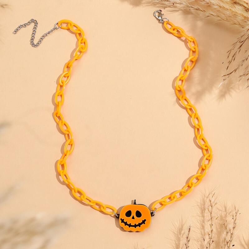 

Halloween Pumpkin Decor Chain Necklace, Multicolor