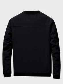 Manfinity Hombres Cazadora tipo bomber con parche cremallera - Negro - Ver 2