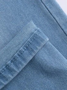 Manfinity Homme 男士傾斜口袋素色緊身牛仔褲 - 淺色水洗藍 - 查看 4