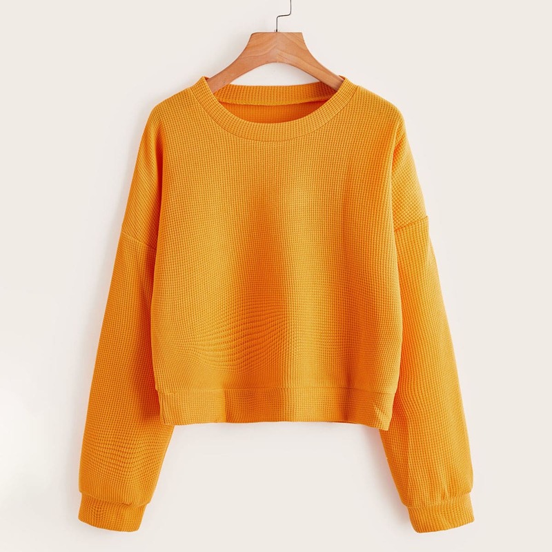 

Solid Drop Shoulder Sweatshirt, Mustard yellow