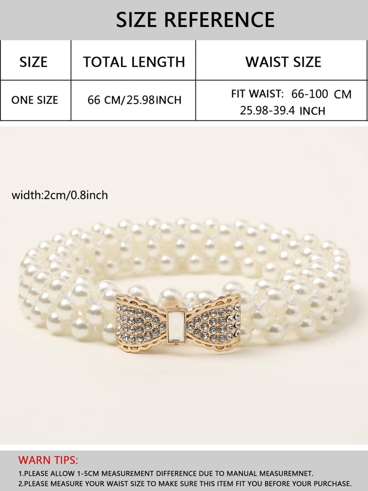 Faux Pearl Belt Elegant Valentine's Day Fall, Autumn, Halloween - White - View 3
