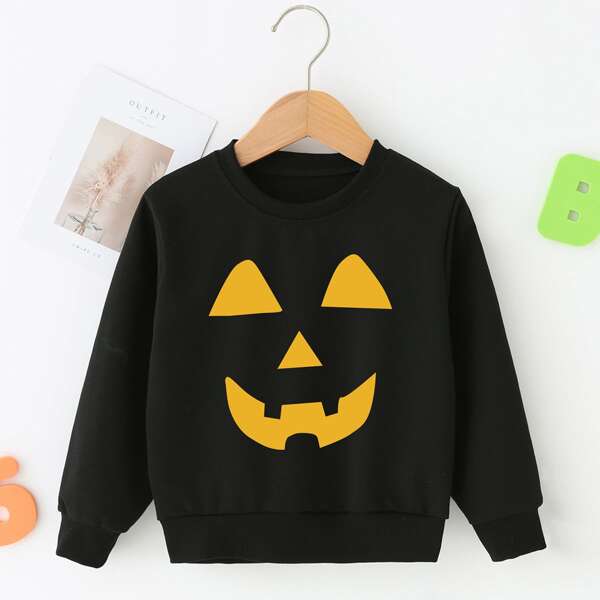 

Toddler Boys 1pc Halloween Pumpkin Print Pullover, Black