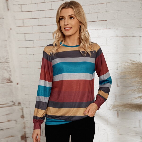 

Striped Print Sweatshirt, Multicolor