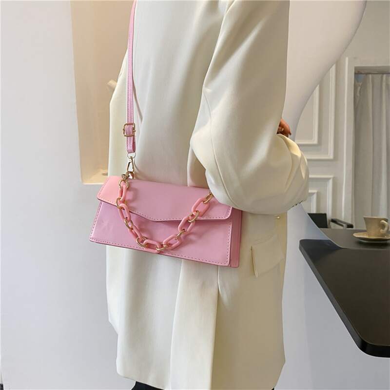 

Minimalist Chain Shoulder Bag, Pink