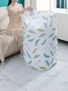 Feather Print Quilt Storage Bag, PEVA Multifunction Drawstring Clothing Storage Bag For Home  Decorations   Autumn Decor Festival Decor Room Decor Home Decor Fall Decor Bedroom Decor - White - View 1