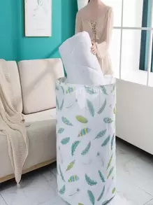 Feather Print Quilt Storage Bag, PEVA Multifunction Drawstring Clothing Storage Bag For Home  Decorations   Autumn Decor Festival Decor Room Decor Home Decor Fall Decor Bedroom Decor - White - View 3