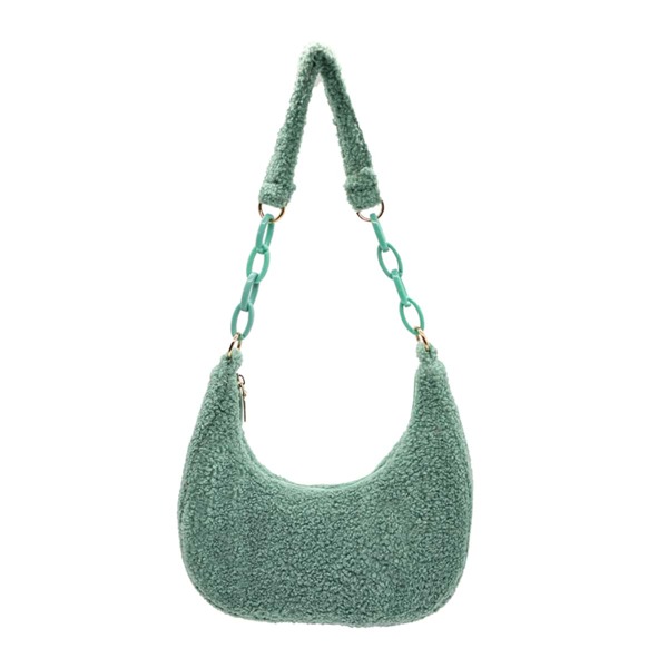 

Minimalist Fluffy Baguette Bag, Green