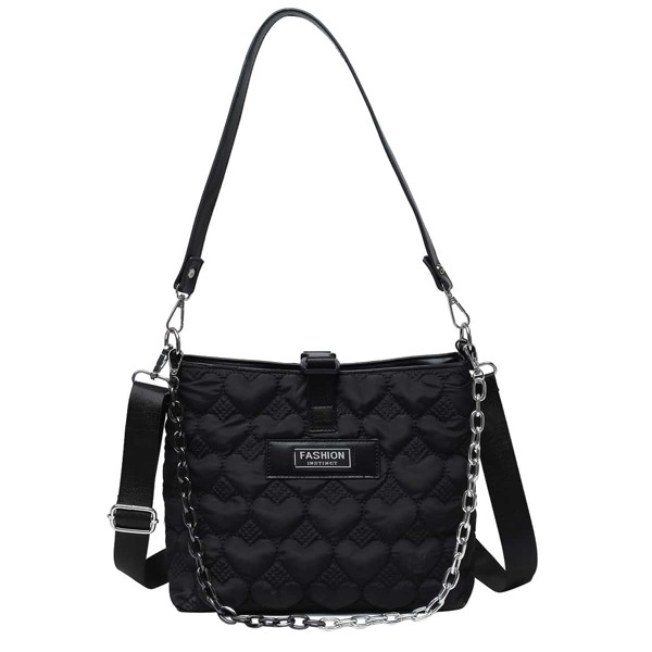 

Heart Graphic Bucket Bag, Black