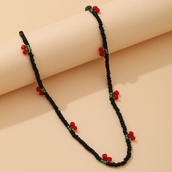 

Cherry Beaded Necklace, Multicolor