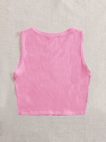 SHEIN EZwear Solid Crop Tank Top - Pink - View 2