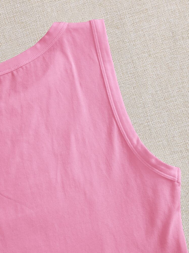 SHEIN EZwear Top tank corto unicolor - Rosa - Añade 3