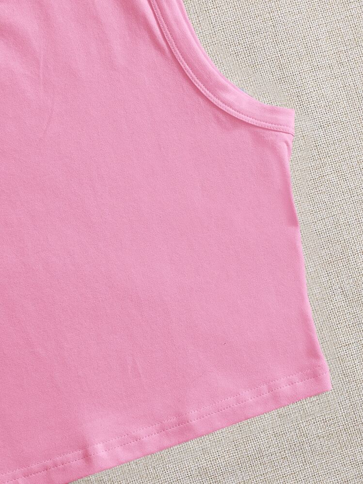SHEIN EZwear Top tank corto unicolor - Rosa - Añade 5