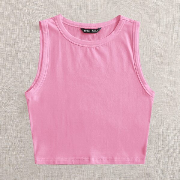 

Solid Crop Tank Top, Pink
