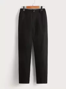 SHEIN Boys Slant Pockets Straight Leg Trousers - Black - View 1